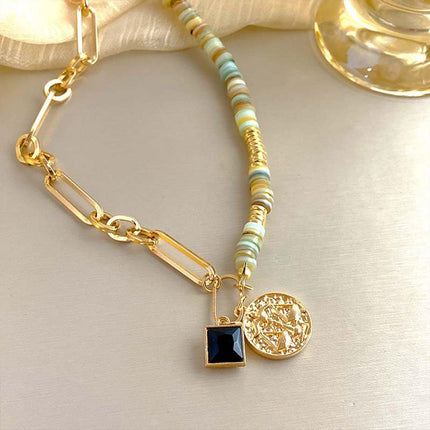 Fashion Natural Stone Necklace Retro Clavicle Chain Simple Jewelry Women