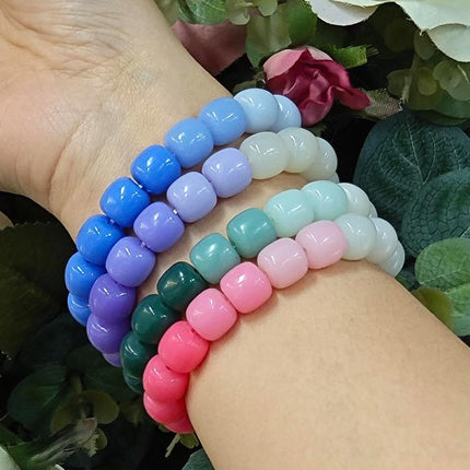Lucky Gradient Beads Bracelet Elastic Couple Women Friends Gift Fashion - Aimall