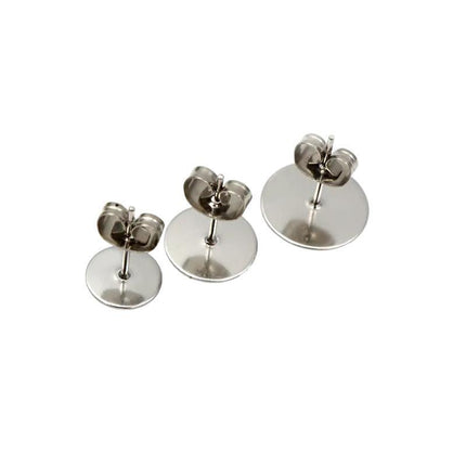 50/100/200PCS Earring Stud Posts Pads+Nut Backs Silvery Surgical Steel DIY Craft 4MM - Aimall