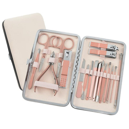 18Pcs Manicure Pedicure Kit Set Stainless Steel Nail Grooming Clippers Tools - Aimall