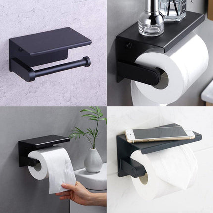 Black Stainless Steel Toilet Paper Holder Bathroom Storage Hooks Washroom