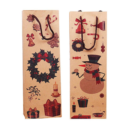 20PCS Christmas Wine Bottle Gift Bags Kraft Paper Red Wine Bag Holiday Set