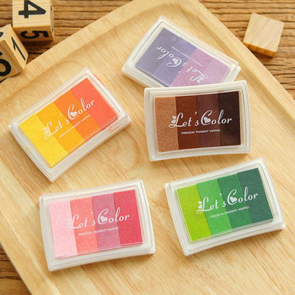 4Colours Fingerprint Stamp Set with Plastic Case Washable Color DIY Ink Pad - Aimall