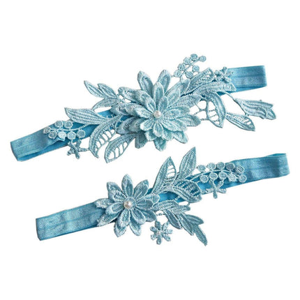 4pcs Blue Lace Garter Set Elegant Leg Loop Garters for Women Bridal Accessories