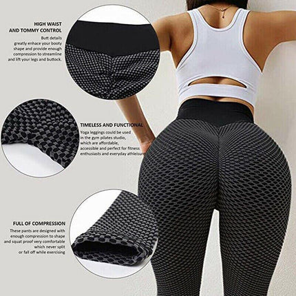 Women Yoga Pants Leggings High Waist Anti Cellulite Butt Lift Gym Fitness Grey - Aimall