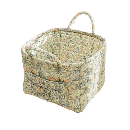 Portable Fabric Storage Basket Korean Pastoral Style Organizer for Home Sundries