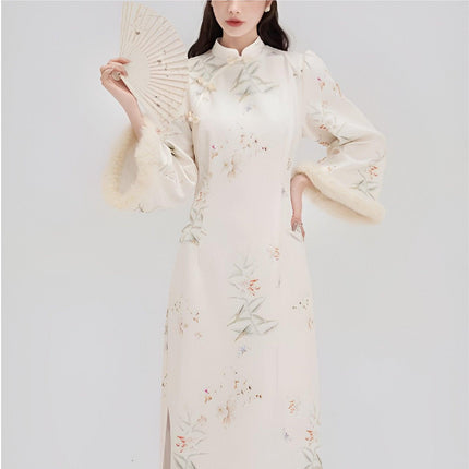 White New Elegant Cheongsam Qipao Chinese Traditional Modified Dress Women Fashion - Aimall