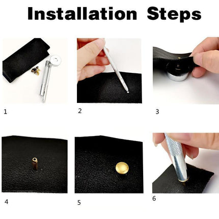 Leather Rivets Tool Metal Stud Set Double Cap Fixing Belt Repair DIY Kit Craft - Aimall