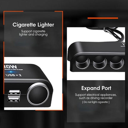 4 Way 12V 24V Multi Socket Car Cigarette Lighter Splitter USB Charger Adapter - Aimall