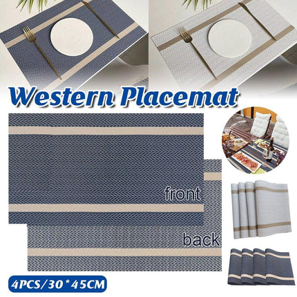 4X Anti-Slip Woven Placemat Waterproof Oil-proof Placemat Heat Resistant PVC Mat