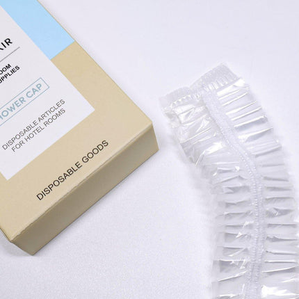 50pcs Transparent Shower Caps Individually Wrapped for Hotel Guesthouse Supplies