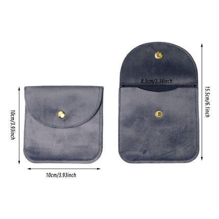10pcs Velvet Jewelry Pouch Button Closure Thick Soft Ring Necklace Storage Bag