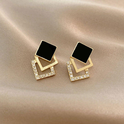 Elegant Geometric Diamond Earrings for Ladies Chic Fashion Jewelry Accessory