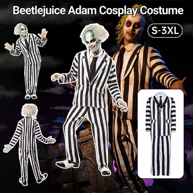 Archmage Cos Suit Beetle Sauce Michael Keaton Black And White Striped Suit Cosplay Halloween Suit