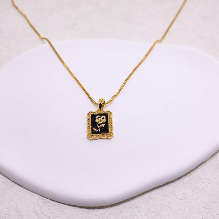 Vintage Black Flower Necklace for Women Fashion Pendant Necklace Elegant Jewelry