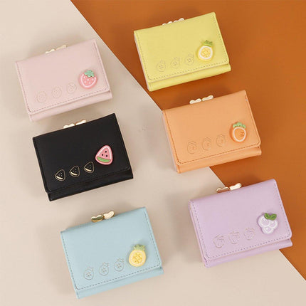 Cute Fruit Folding Wallet Ladies Mini Cartoon Money Clip Small Coin Purse Holder