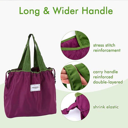 Ultra-Light Foldable Large Capacity Portable Shopping Bag with Drawstring Mouth