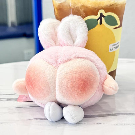 Honey Peach Butt Keychain Rabbit Ears Pendant Toy Bag Decor Plush Doll Key Ring - Aimall