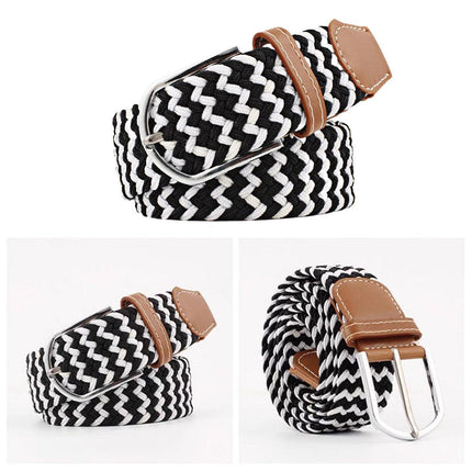 Unisex Braided Belt Casual Canvas Belt Adjustable Stretch Belt for Men Women