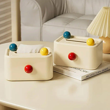 Cute Tissue Box with Lid Dustproof Paper Drawer Organizer for Living Room Table