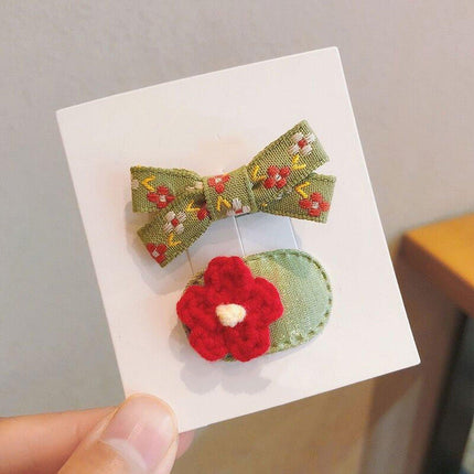 Mini Oval Hair Clips with Bows and Flowers Decorative Hair Accessories
