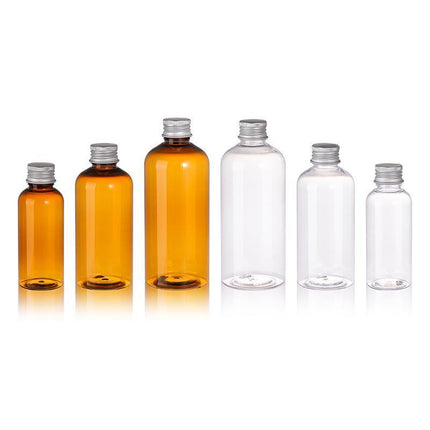 20pcs Brown Transparent Cosmetic Bottles with Aluminum Lids for Packaging