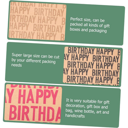 Vintage Kraft Wrapping Paper Happy Birthday Gift Box Wrapping Paper for Presents