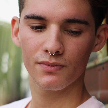 0.8MM High Quality Thin Septum Fake Nose Clip Ring Stud No Piercing 5Colours 0.8*8MM - Aimall