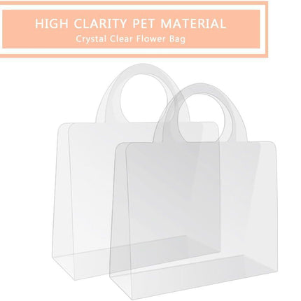 10pcs Transparent Flower Handbags Clear PET Bouquet Holder Gift Bags for Events