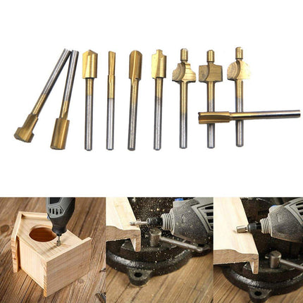 New 10Pcs/Set 3mm Titanium Mini HSS Router Bits Trimmer Shank For Rotary Tool - Aimall