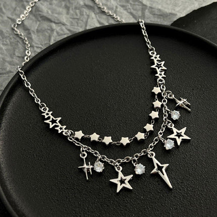 Stylish Star Tassel Geometric Necklace Chain Fashion Jewelry for Women and Girls