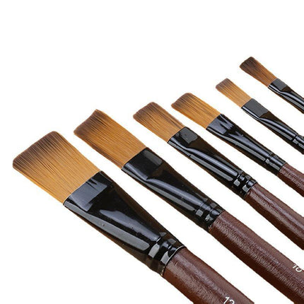 6X Art Painting Brushes Set Nylon Acrylic Oil Watercolor Artist Paint Brush Kit - Aimall
