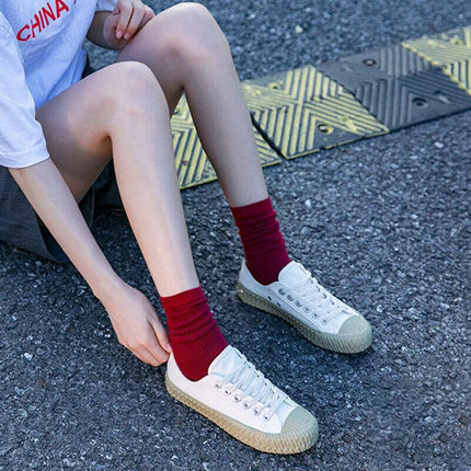 New Olid Pure Colour Formal Socks Cotton Fashion Casual Breathable Crew Socks - Aimall