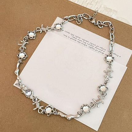 Moonstone Pendant Necklace Cool Tone Clavicle Chain for Women Girls Jewelry Gift - Aimall