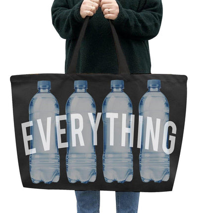 Large Canvas Black Tote Bag Reusable Shoulder Shopping Travel Bag