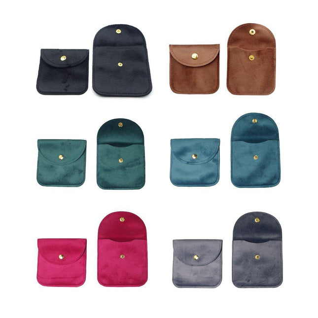 10pcs Velvet Jewelry Pouch Button Closure Thick Soft Ring Necklace Storage Bag