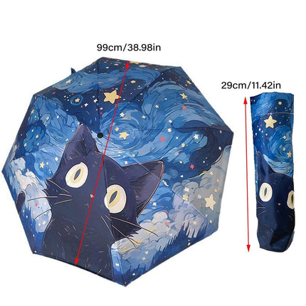 Cartoon Cat Folding Umbrella UV Protection Portable Sun Rain Dual-use Sunshade