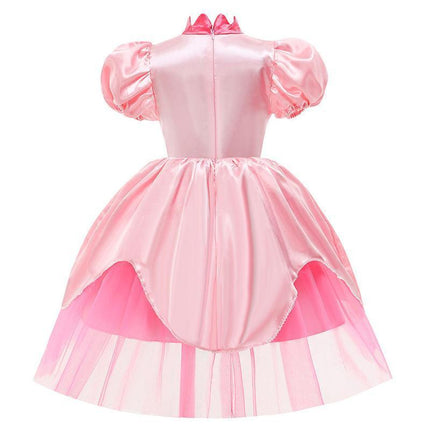 Little Princess Peach Costume Cosplay Marios Brother Princess Fancy Dress Crown AU