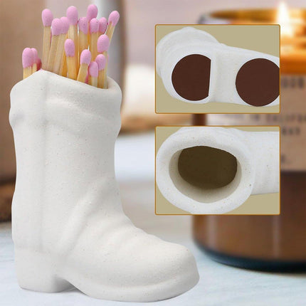 Ceramic Boots Matchbox Holder Home Storage Organizer Decorative Display Box