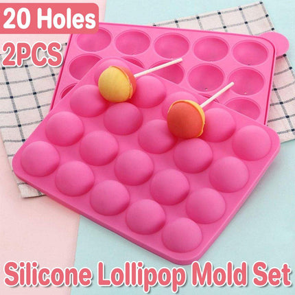 2pcs 20 Holes Round Silicone Moulds for Lollipop Candy Making Baking Tools