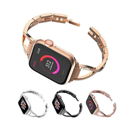 Apple Watch Series 6 5 4 3 2 SE Bling Stainless Steel Bracelet iWatch Band Strap 42/44/45MM - Aimall