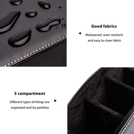 PU Leather Desktop Organiser Remote Control Office Cosmetic Storage Box Holder