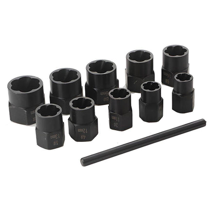 11PCS Locking Wheel Nut Remover Grip N Twist Sockets Damaged Rounded Bolts Tool - Aimall