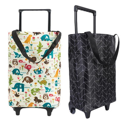 Lightweight Folding Shopping Cart Trolley with Wheels Retractable Tote Bag