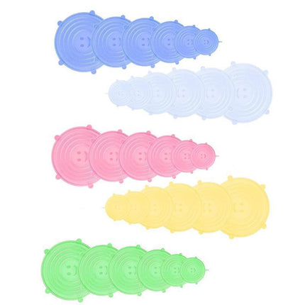 6PCS Stretch Reusable Silicone Food Saver Cover Seal Insta Lids Bowl Wraps - Aimall