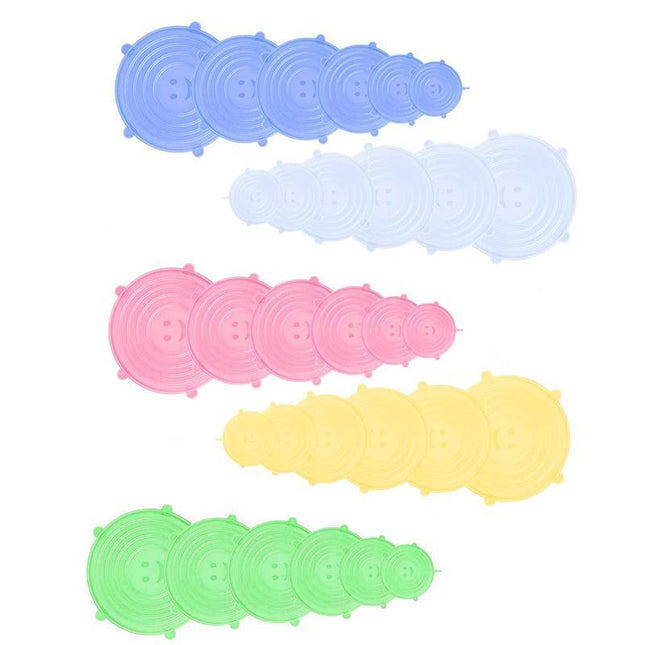6PCS Stretch Reusable Silicone Food Saver Cover Seal Insta Lids Bowl Wraps - Aimall