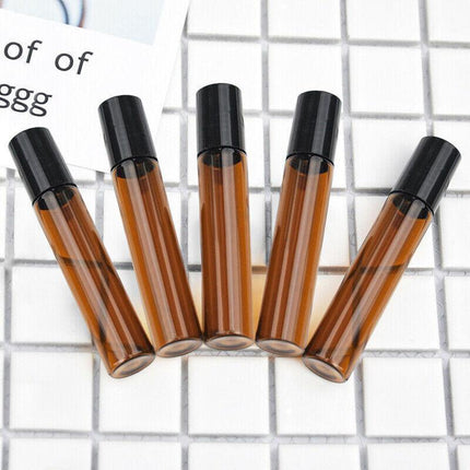 5ml Roller Rollerball Perfume Essential Oil Roll On Ball Amber Glass Bottle - Aimall