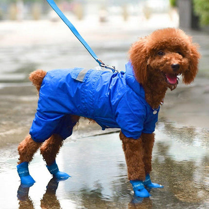 4pcs Cartoon Boots Pet Rain Shoes Waterproof Non-Slip Wear-Resistant Dog Shoes
