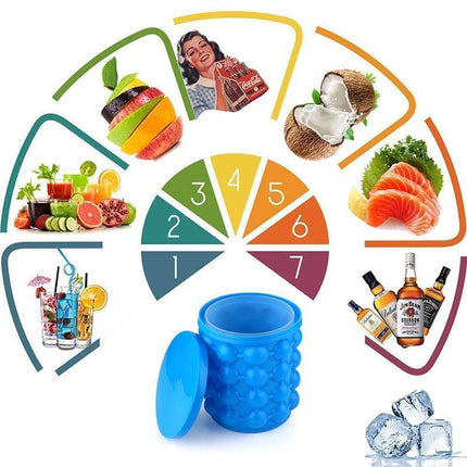 Silicone Ice Cube Magic Maker Revolutionary Space Saving Ice Tray Bucket - Aimall