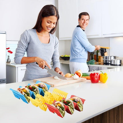 7 x Plastic Taco Holder Tray Wavy Triangle Tortilla Rack Perforated Baking Stand